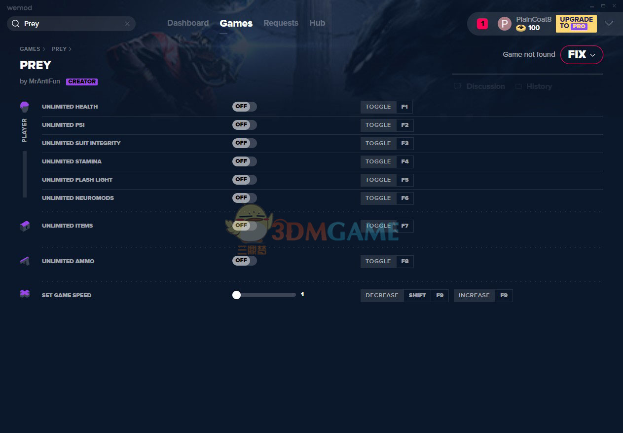 《掠食》v2020.08.06九项修改器[MrAntiFun]