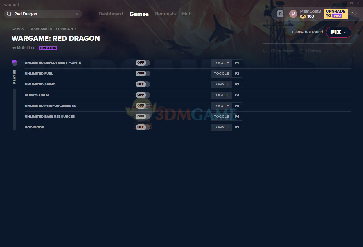 《战争游戏：红龙》v2020.07.11七项修改器[MrAntiFun]