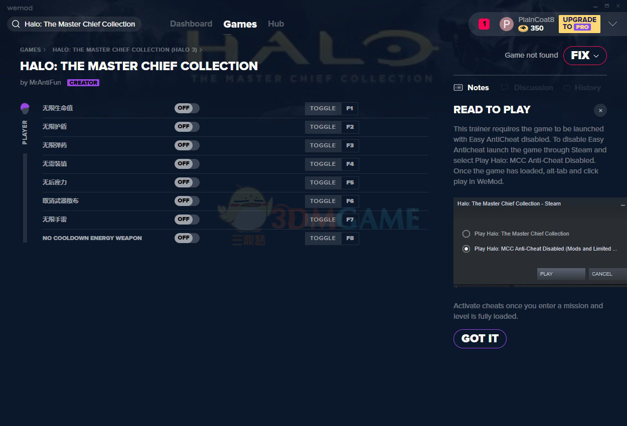 《光环：士官长合集》（光环3）v1.0八项修改器[MrAntiFun][Steam]