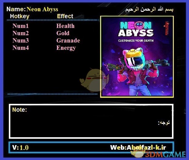 《霓虹深渊》v1.0四项修改器[Abolfazl]