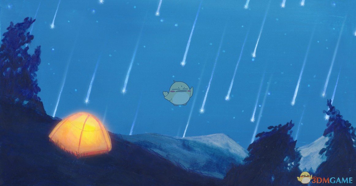 《Wallpaper Engine》动画风山坡上的帐篷和流星雨动态壁纸