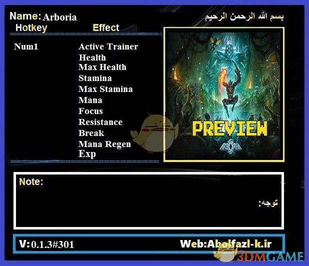 《Arboria》v0.1.3十项修改器[Abolfazl]