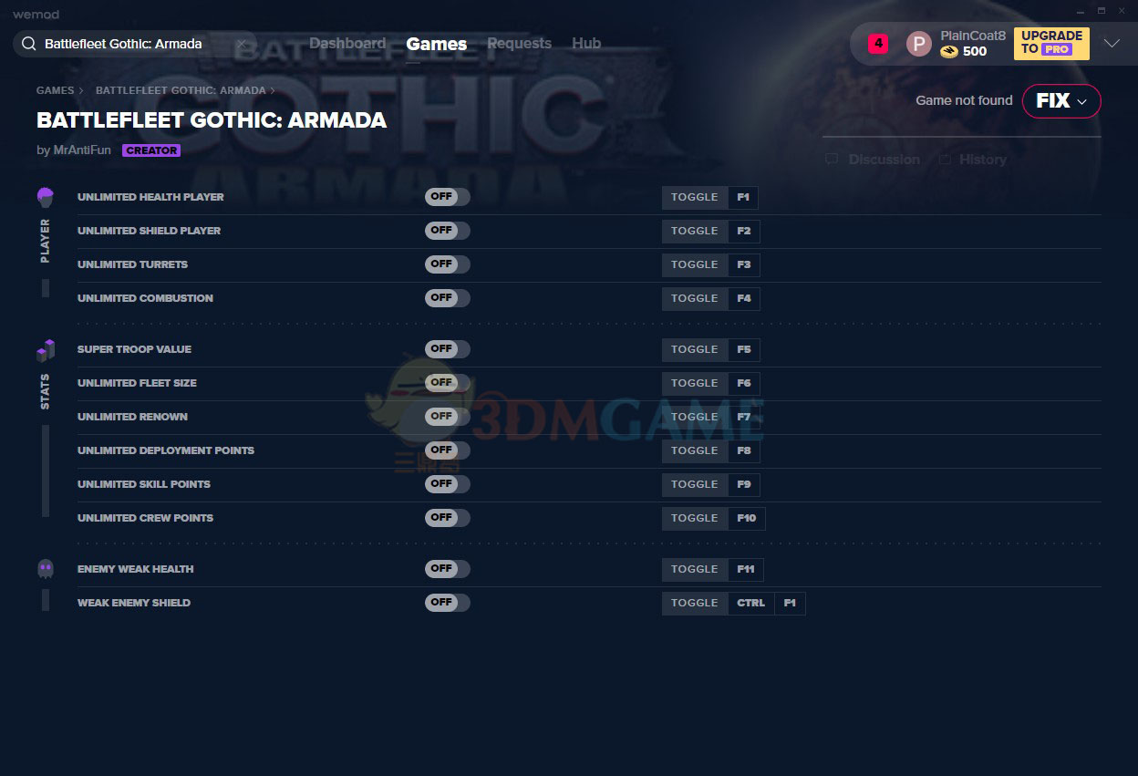 《哥特舰队：阿玛达》v2020.07.31十二项修改器[MrAntiFun]