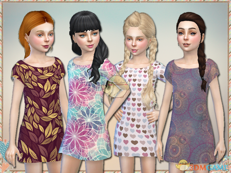 《模拟人生4》小女孩美丽印花长裙MOD