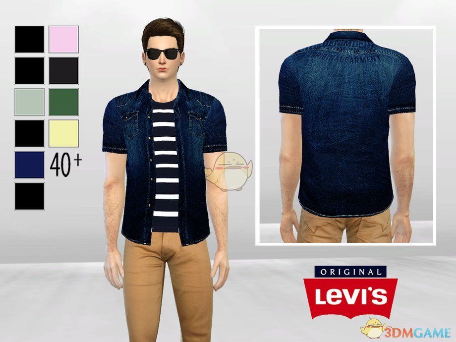 《模拟人生4》男士李维斯牛仔短袖MOD