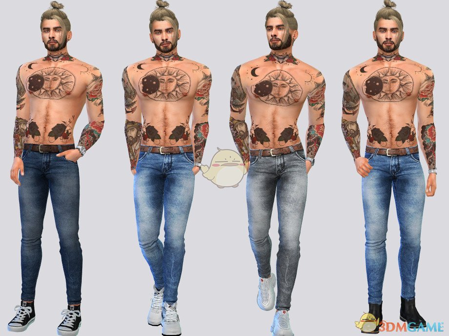 《模拟人生4》男士带皮带牛仔裤MOD