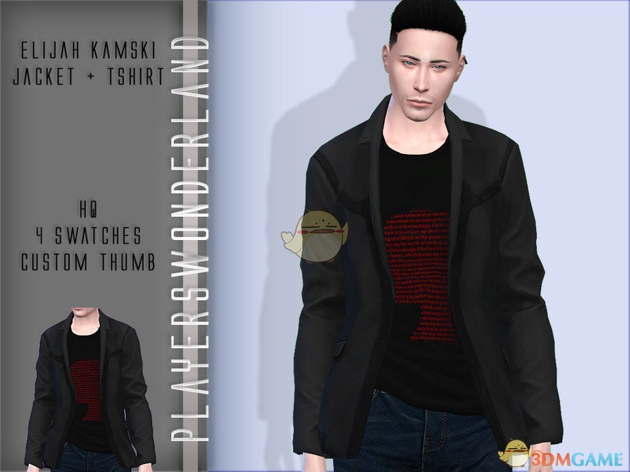 《模拟人生4》男性帅气的黑色夹克MOD