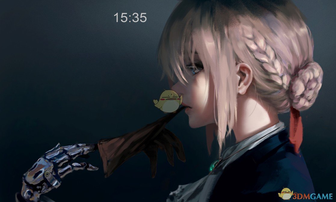 《Wallpaper Engine》薇尔莉特侧像厚涂风记时动态壁纸