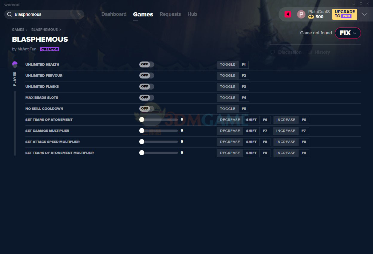 《渎神》v2.0.22九项修改器[MrAntiFun]
