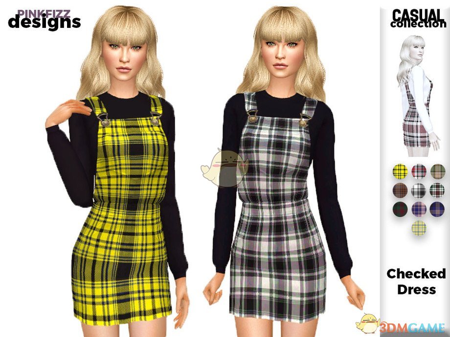 《模拟人生4》吊带格子女性连衣裙MOD