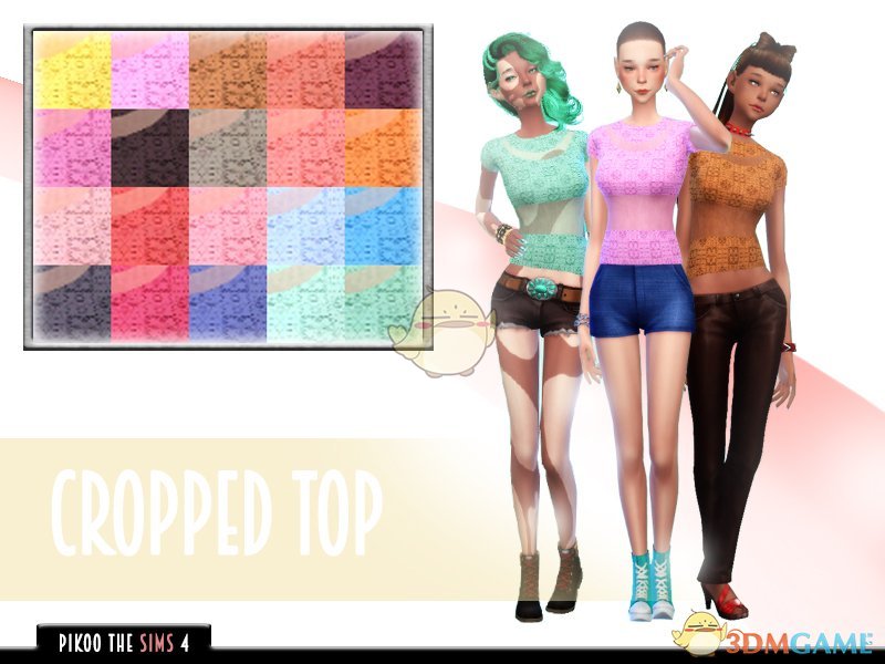 《模拟人生4》透明印花短上衣MOD