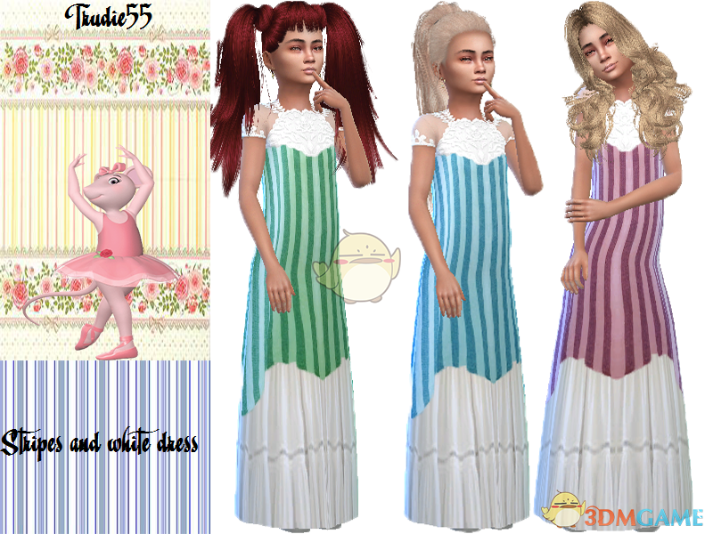《模拟人生4》女孩条纹吊带连衣裙MOD