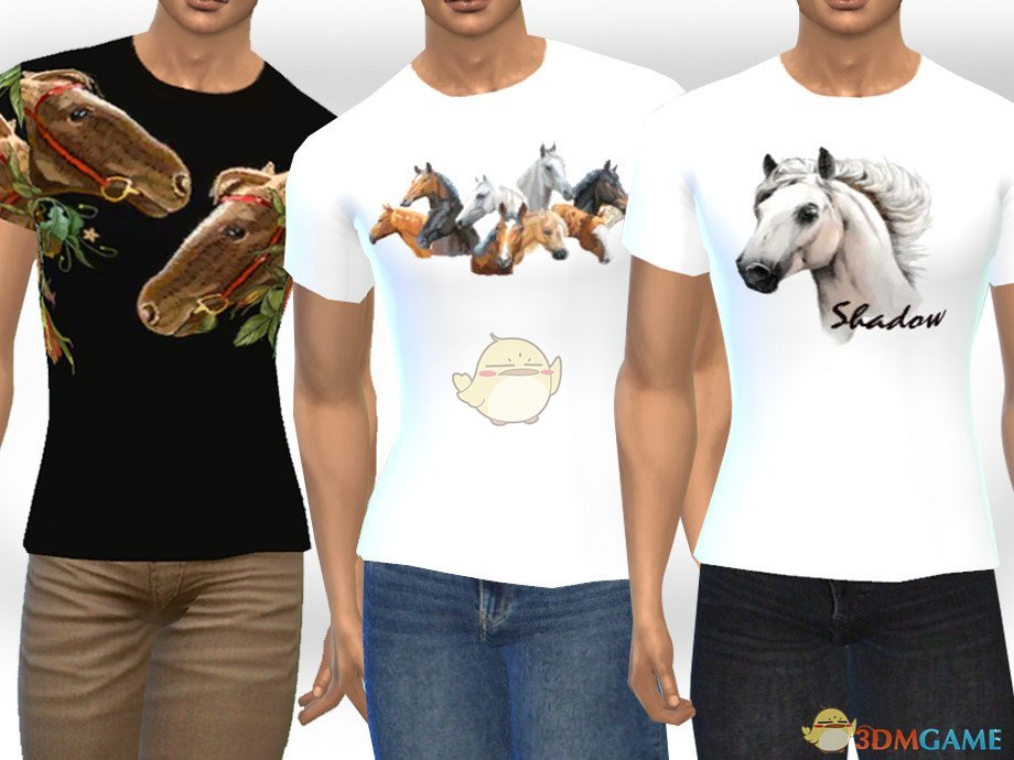 《模拟人生4》男性马头图案短袖MOD