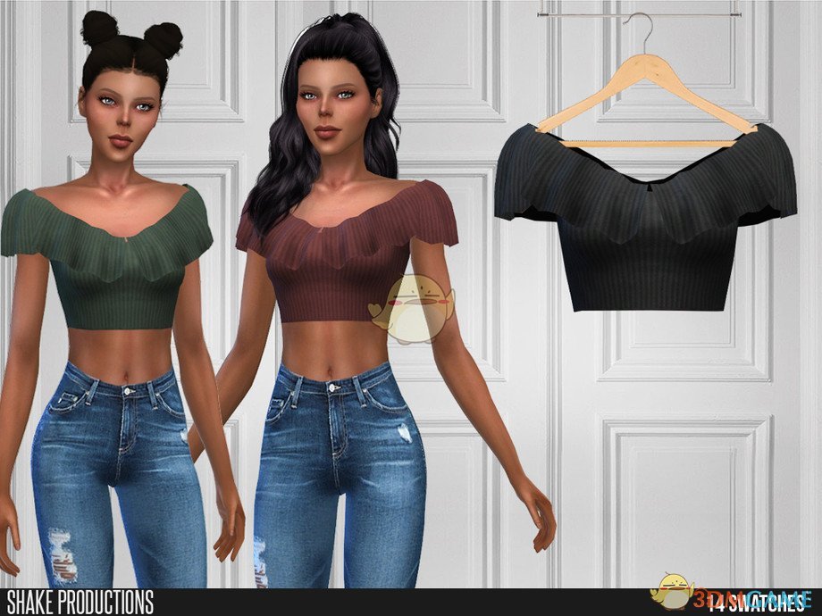 《模拟人生4》女性时尚简洁褶皱上衣MOD