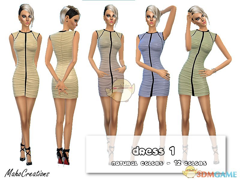 《模拟人生4》女性黑色条纹紧身连衣裙MOD
