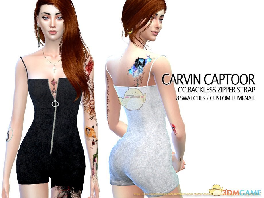 《模拟人生4》吊带露背拉链连衣裙MOD