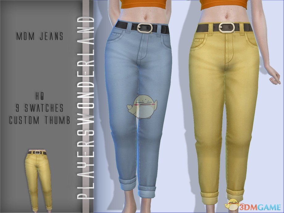 《模拟人生4》女性带皮带的休闲牛仔裤MOD