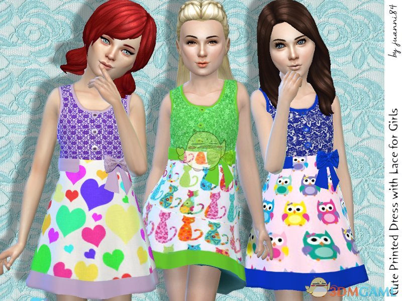 《模拟人生4》女孩可爱蕾丝卡通连衣裙MOD