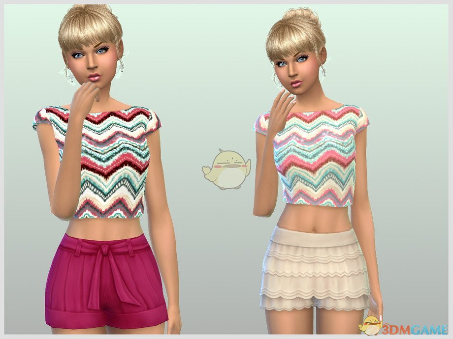 《模拟人生4》彩色的条纹上衣MOD