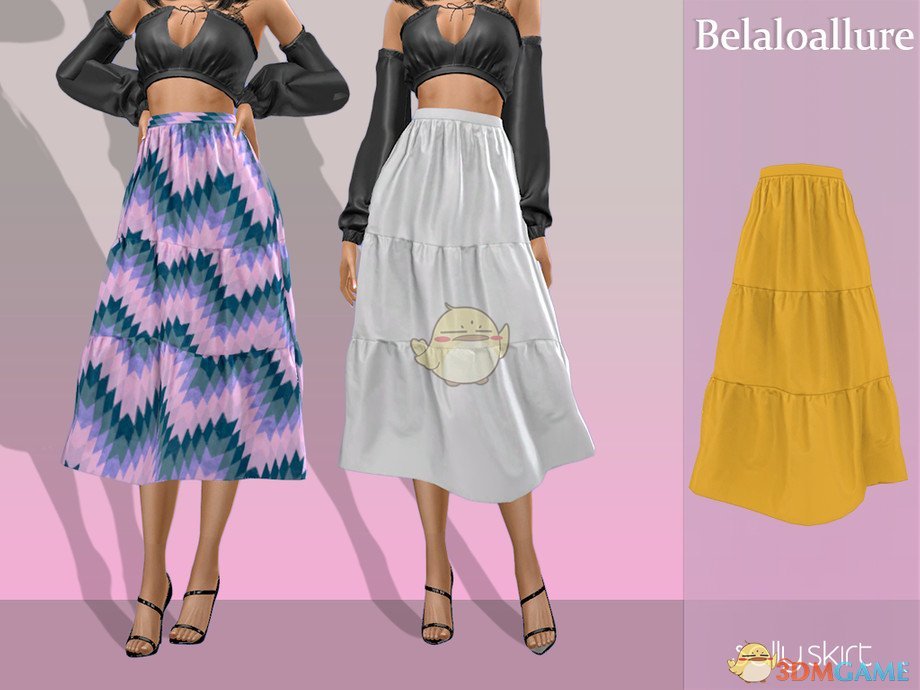 《模拟人生4》女性褶皱分层长裙MOD