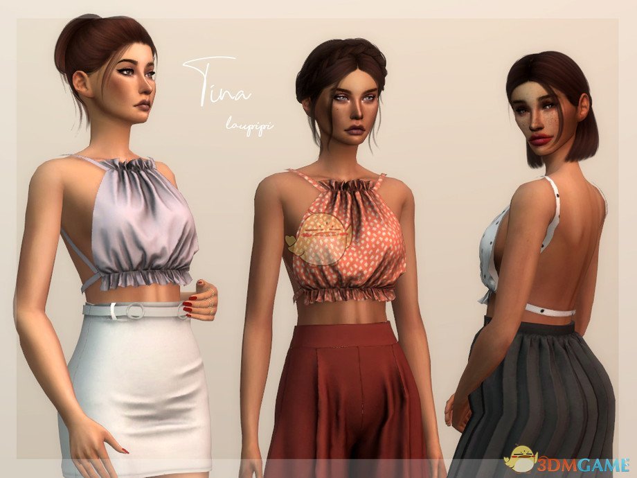 《模拟人生4》可爱的女性吊带褶皱上衣MOD