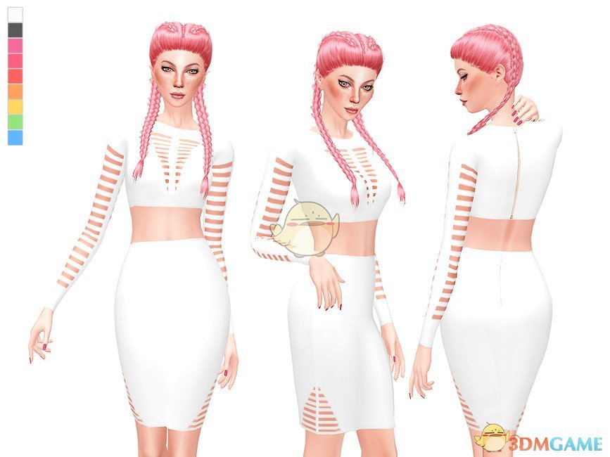 《模拟人生4》女性白色条纹性感服装MOD