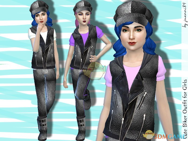 《模拟人生4》小女孩皮革毛制服装MOD