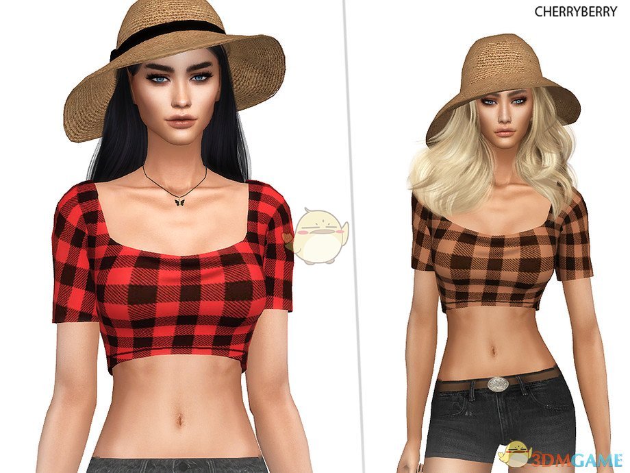 《模拟人生4》女性乡村风格格子上衣MOD