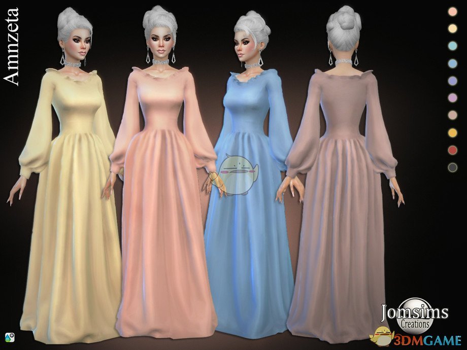 《模拟人生4》复古的花边褶皱连衣裙MOD