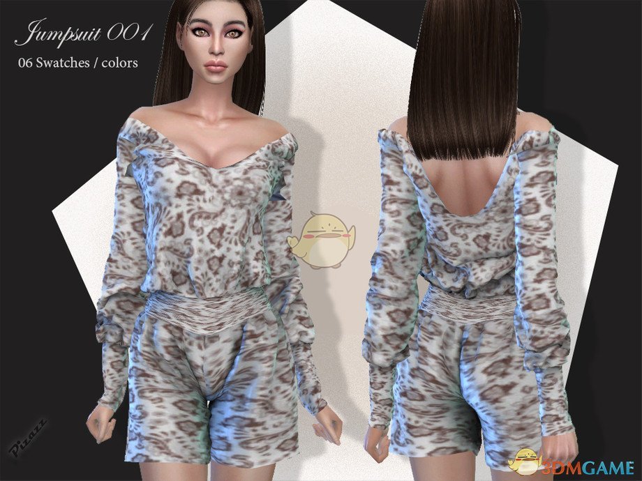 《模拟人生4》女性露肩印花连衣裤MOD