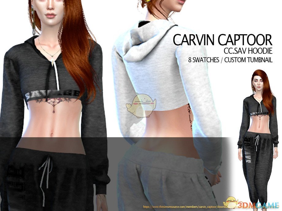 《模拟人生4》女性简洁清爽连帽衫MOD