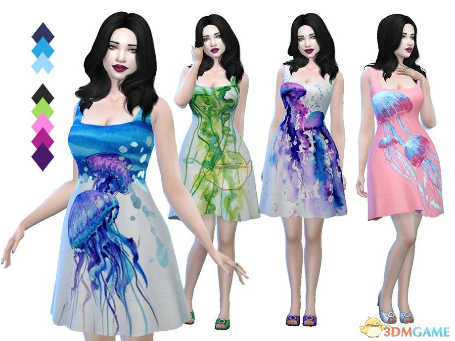 《模拟人生4》水母图案连衣裙MOD