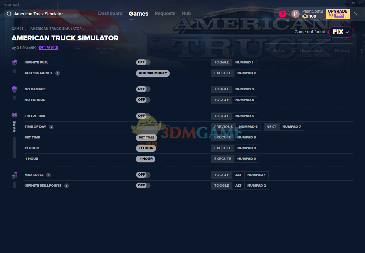 《美国卡车模拟》v1.39十一项修改器[MrAntiFun]