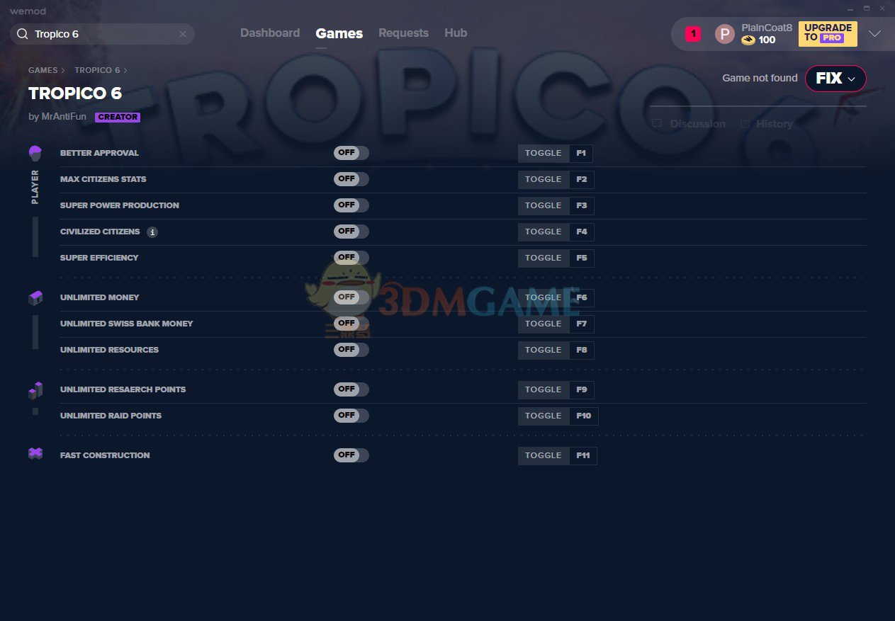 《海岛大亨6》v11.0十一项修改器[MrAntiFun]
