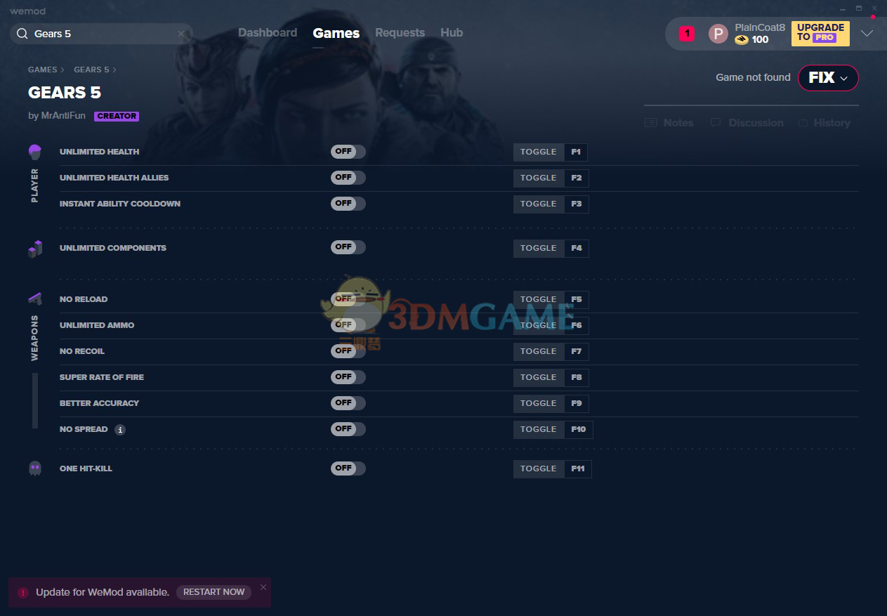 《战争机器5》v2020.10.28十一项修改器[MrAntiFun][Windows]