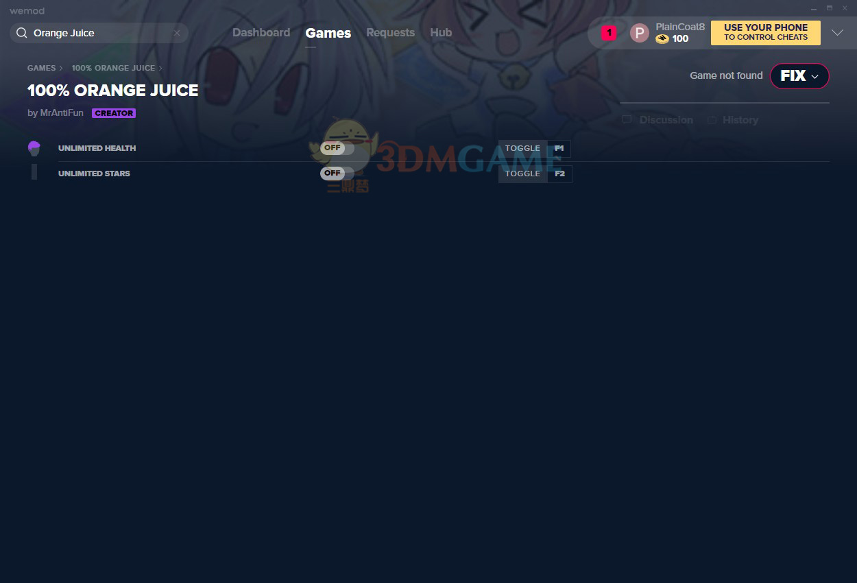 《100%鲜橙汁》v3.0无限生命星星修改器[MrAntiFun]