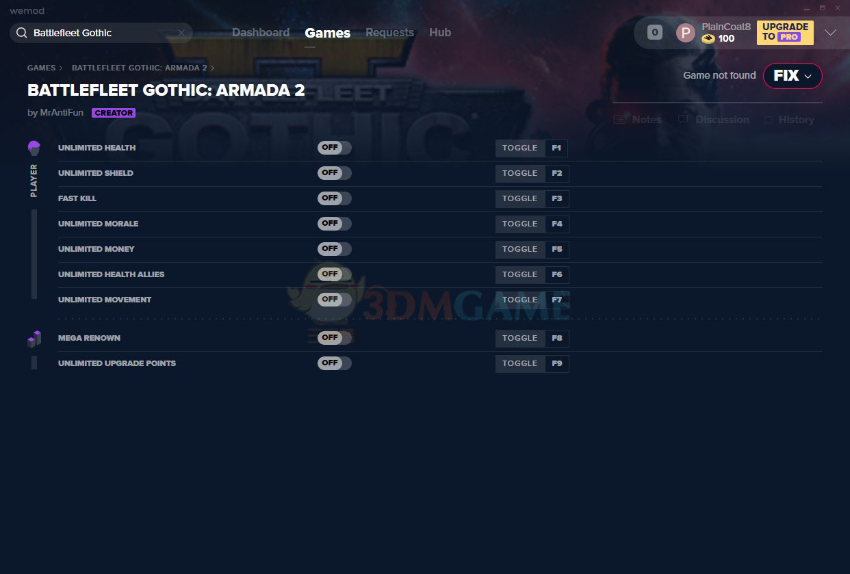 《哥特舰队：阿玛达2》v2020.11.10十项修改器[MrAntiFun]