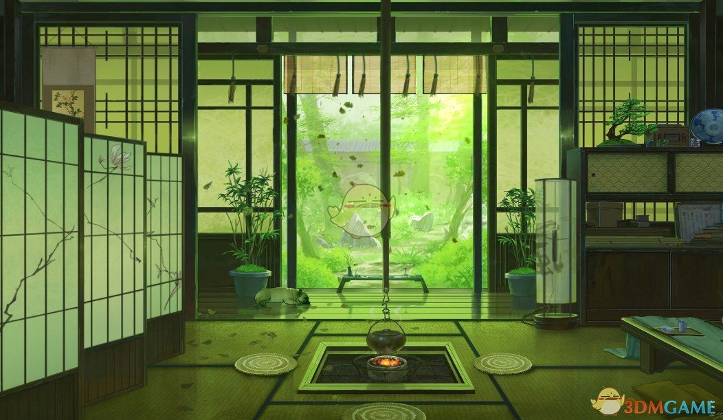 《Wallpaper Engine》榻榻米与翠绿庭院场景动态壁纸