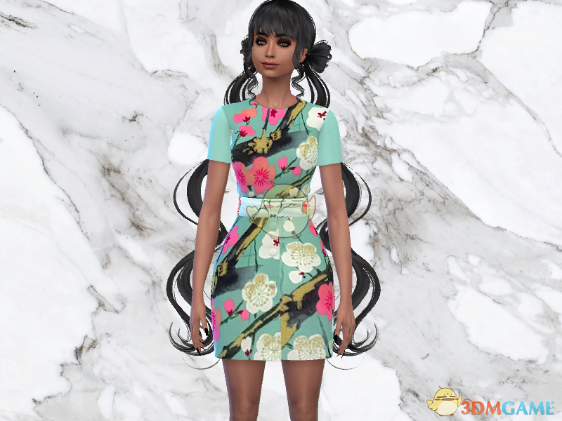 《模拟人生4》美丽花卉束腰连衣裙MOD