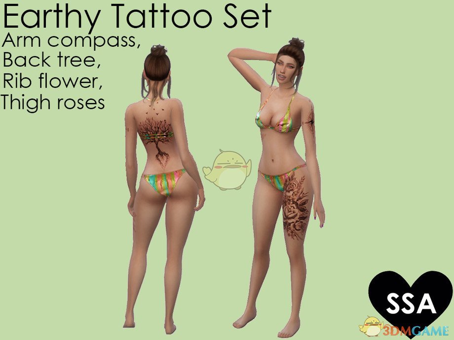 《模拟人生4》女性四款美丽纹身MOD