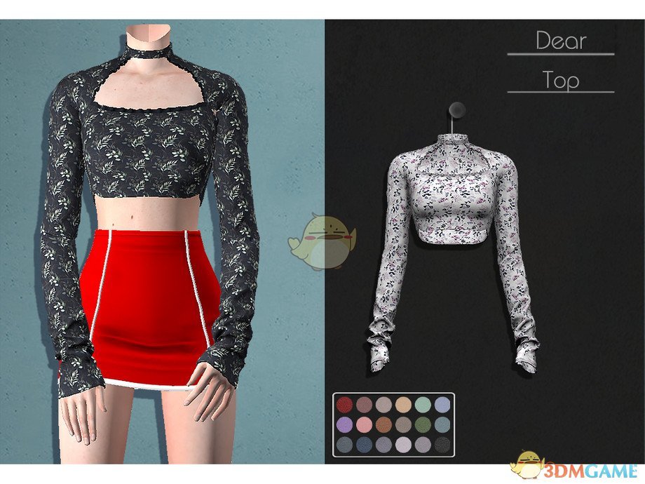 《模拟人生4》美丽的印花露腹上衣MOD