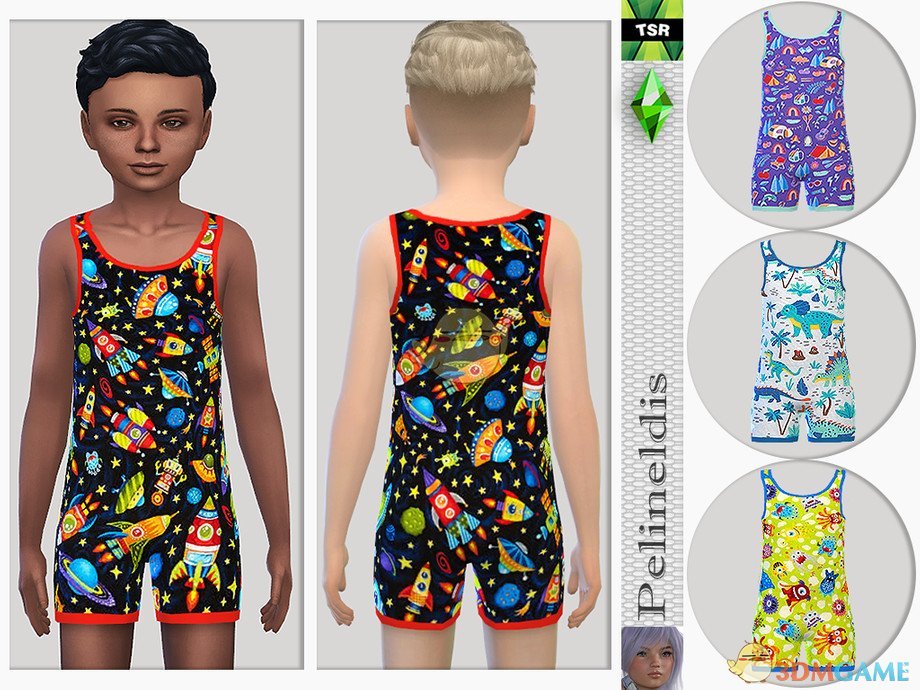 《模拟人生4》小男孩彩色印花泳衣MOD