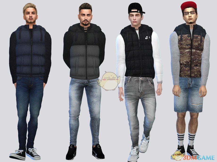 《模拟人生4》男性简洁羽绒服背心MOD