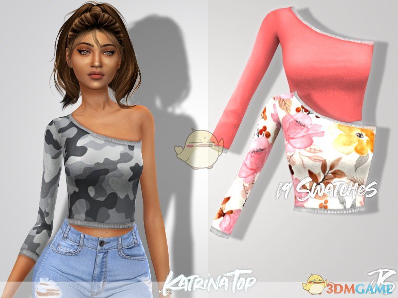 《模拟人生4》单露肩简洁女性上衣MOD