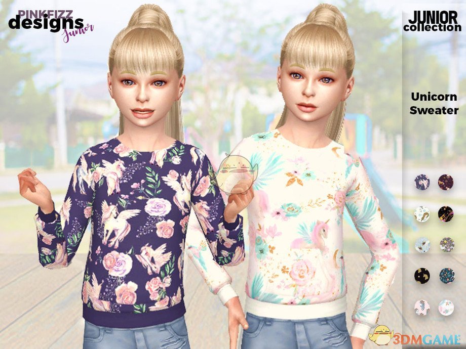 《模拟人生4》小女孩彩色印花毛衣MOD