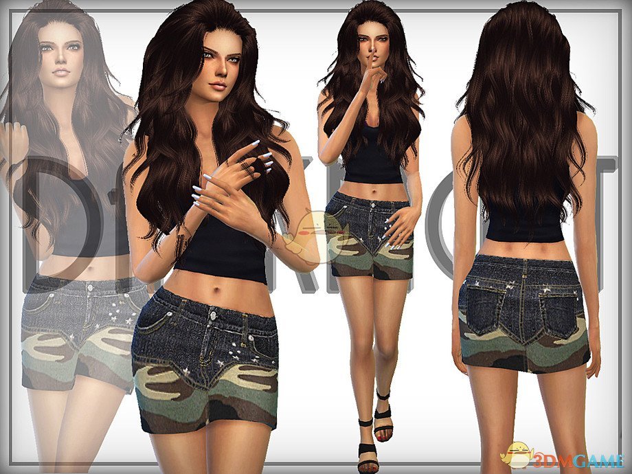 《模拟人生4》迷彩牛仔短裙MOD