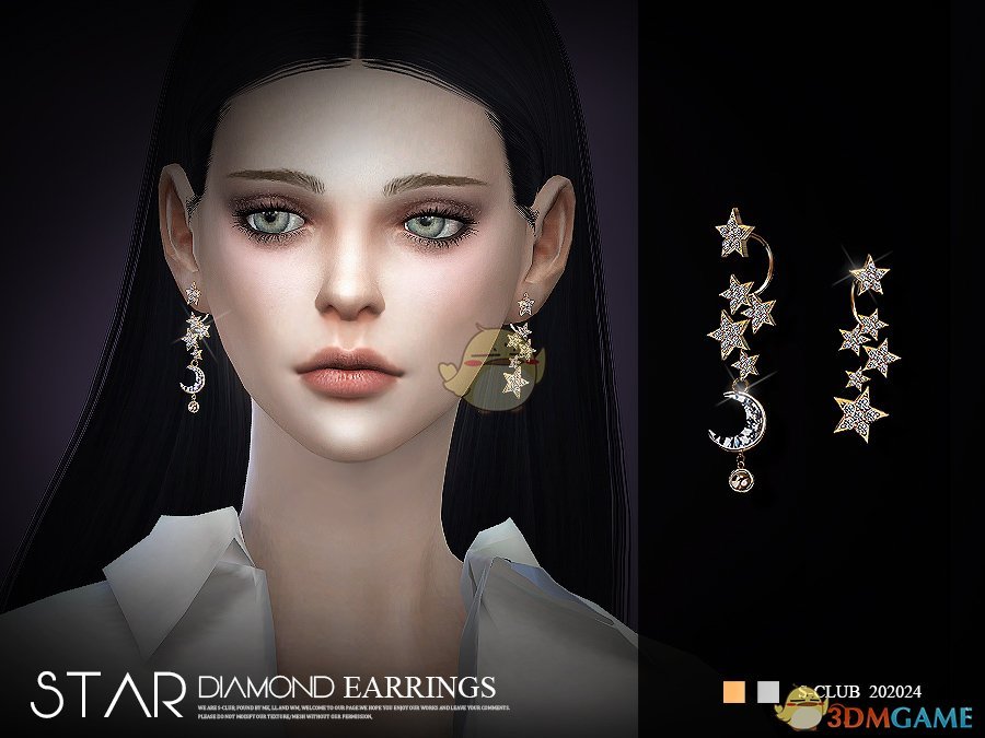 《模拟人生4》奢华钻石星星耳环MOD