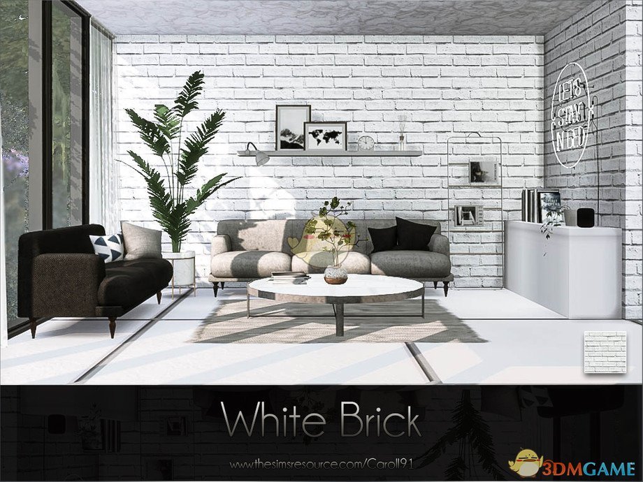 《模拟人生4》现代白色白砖墙面MOD
