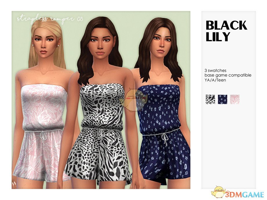 《模拟人生4》无肩带细带连衣裤MOD