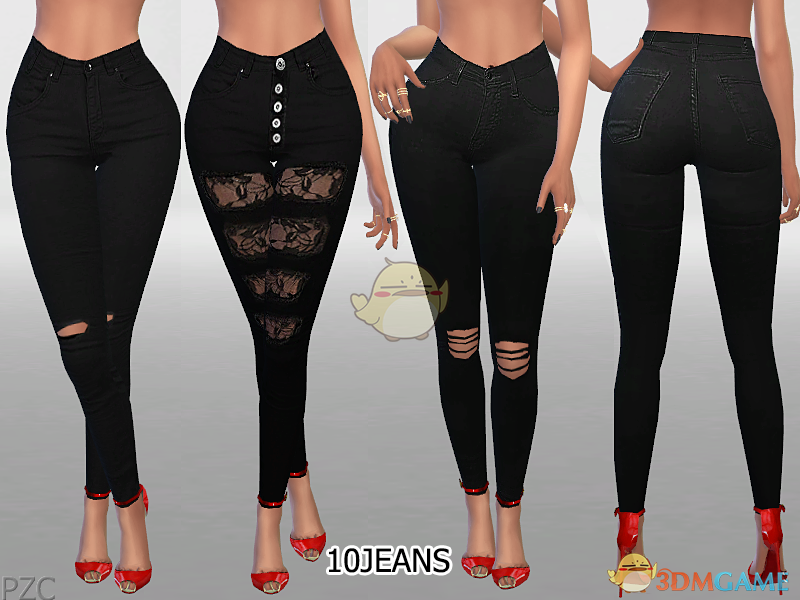 《模拟人生4》女性黑色多款式长裤MOD